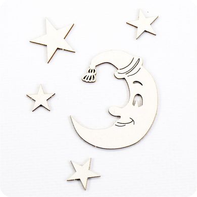 Чіпборд Місяць з зірками, Картон світлий 1,2-1,6 мм