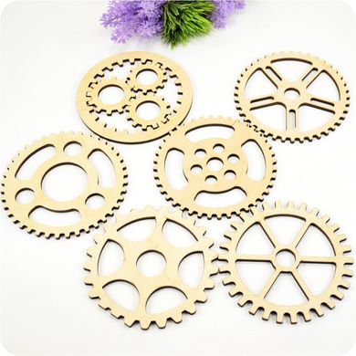 Wooden set of gears for cups, with base, Plywood 4 mm.