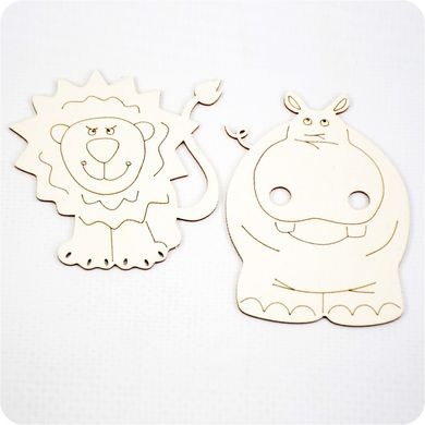 Chipboard Lion Cub and Hippo