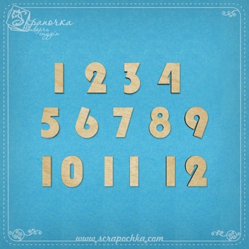 Set of numbers 1-12, Plywood 4 mm.