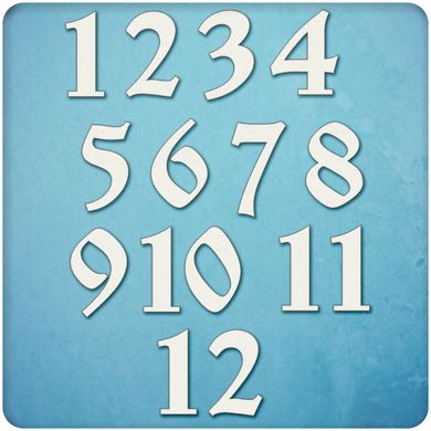 Чіпборд набір цифри 1 -12, Картон світлий 1,2-1,6 мм