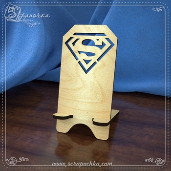 Stand for smartphone Superman, Plywood 4 mm.