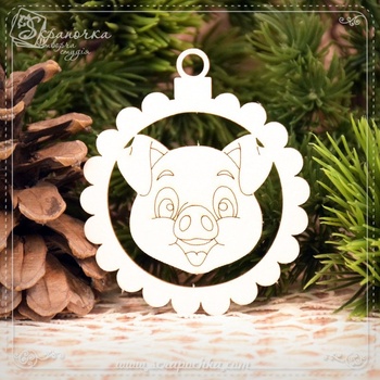 Chipboard Christmas tree toy Pig