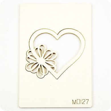Чіпборд Серце з квіточкою, Картон світлий 1,2-1,6 мм