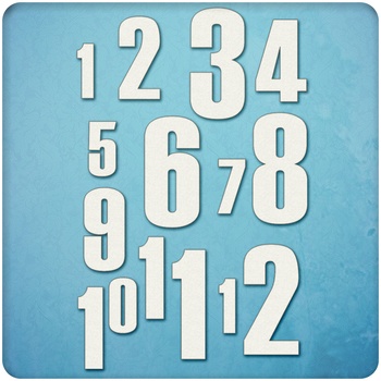 Чіпборд набір цифри 1 -12, Картон світлий 1,2-1,6 мм