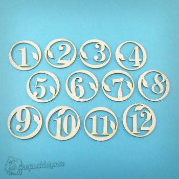 Chipboard Set of numbers 1-12