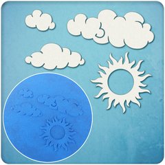 Заготівля для тиснення замшею Хмари і сонечко, Картон світлий 1,2-1,6 мм