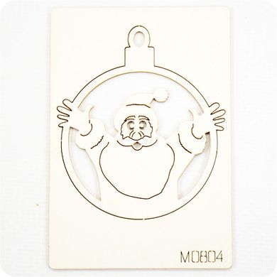 Чипборд Елочный шар Дед Мороз, Картон светлый 1,2-1,6 мм