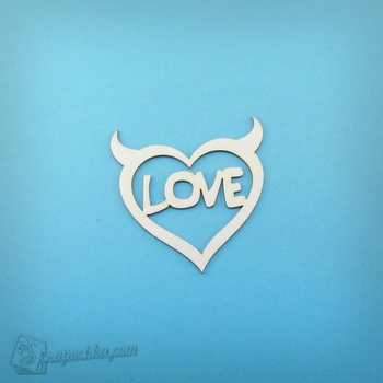 Chipboard Heart with horns