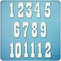 Чипборд набор цифры 1 -12, Картон светлый 1,2-1,6 мм