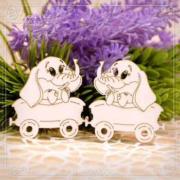 Chipboard set Baby Carriage Elephant